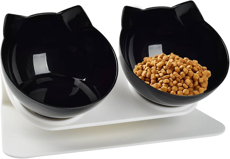 Pet Double Cat Bowl With Raised Stand